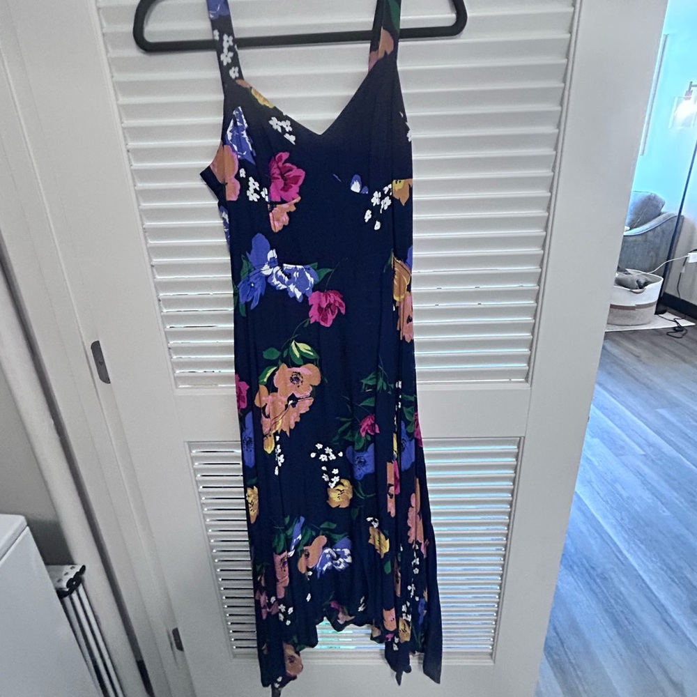 Maeve Navy Dress with Orange Accents